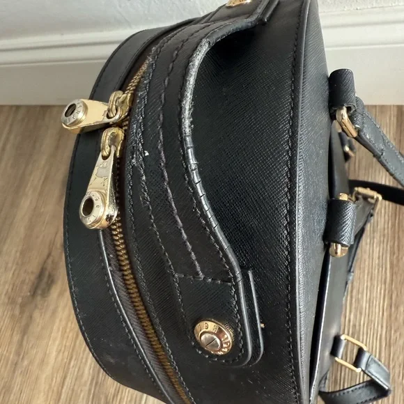 Henri Bendel Black Backpack with Gold Accents - Picture 6 of 7